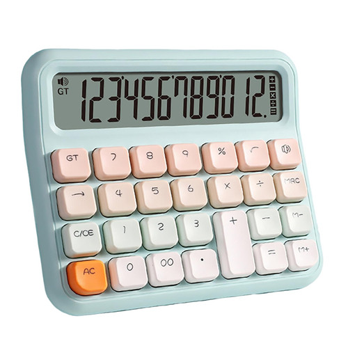 AFBORD Square Key Calculator Desktop Calculator Voice/Silent Battery Operated 12 Digits Square Buttons Large LCD Display Portable Student Finance Calculator Office Supplies Blue B