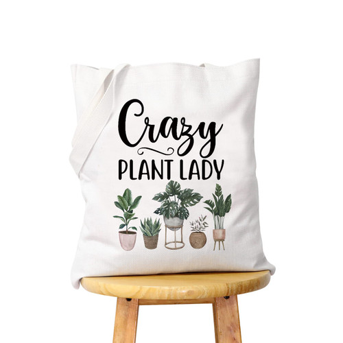 WCGXKO Plant Lover Gift Crazy Plant Lady Gardening Gift Gardener Planter Plant Mom Tote Bag (Crazy Plant Lady2)