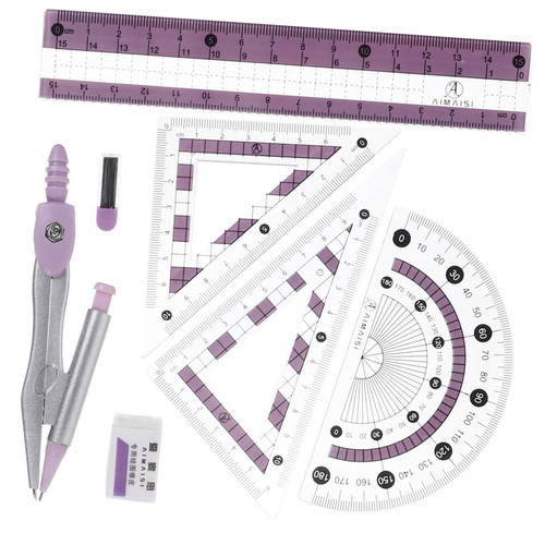 STOBOK 2 Sets Ruler Set Drawing Stationery Measurement Tool Supply Bundle Supply Kit Office Supplies Triangle Ruler Compass Protractor Square Foot Major Student Wrought Iron
