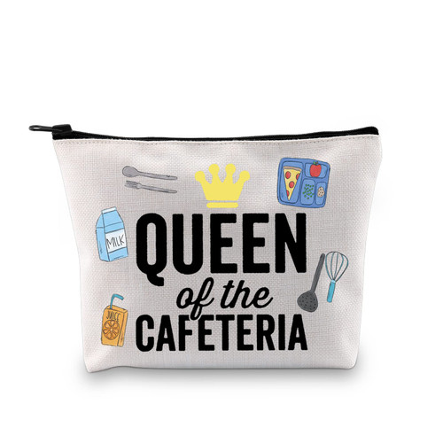 GJTIM Lunch Lady Gift Queen of the Cafeteria Makeup Bag Cafeteria Worker Appreciation Gift for School Lunch Workers (Cafeteria Queen Bag)