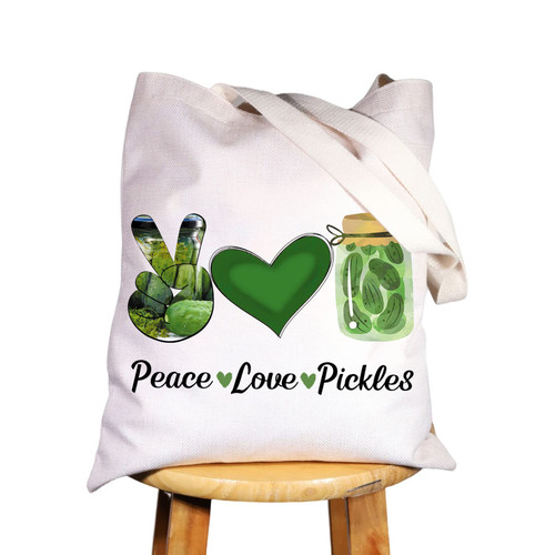 WZMPA Pickle Lover Cosmetic Makeup Bag Pickle Party Gift Peace Love Pickles Makeup Zipper Pouch Bag Pickle Merchandise (Peace Pickles TG)