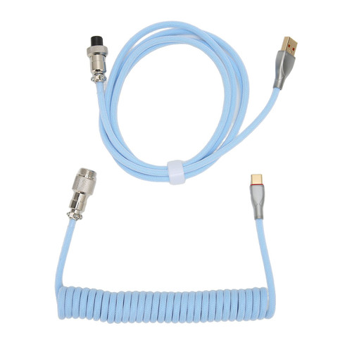 Dpofirs Custom Coiled Keyboard Cable, Mechanical Keyboard Cable for Most USB C Mechanical Gaming Keyboards (Blue)