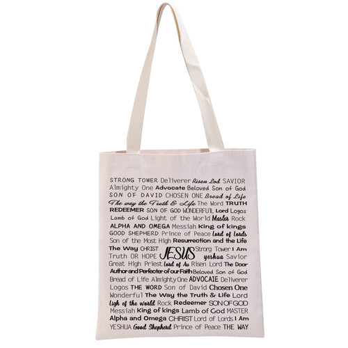 G2TUP Christian Gift Names of Jesus Tote Bag Religious Handbag Jesus Lover Gift Jesus Shopping Bag Faith Gift (Names of Jesus TB)