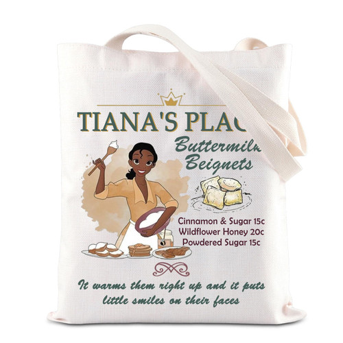 ENSIANTH Princess the Frog Inspired Gift Tiana's Place Tote Bag Tianas Place Menu Lover Gift Princess Bakery Handle Bag (Tiana bag) ENSIANTH Princess the Frog Inspired Gift Tiana's Place Tote Bag Tianas Place Menu Lover Gift Princess Bakery Handle Bag (Tiana bag)