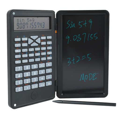 Two Row LCD Display Scientific Calculator with Writing Tablet for Office School