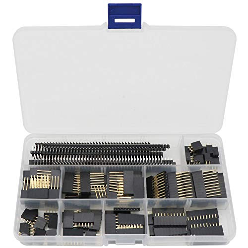 2.54mm Male and Female Pin Header Connector Assortment Kit, 100pcs Stackable Shield Header and 12pcs Breakaway PCB Board Pin Header for Arduino Prototype Shield-122Pcs