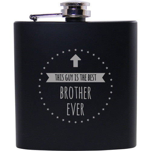This guy is the best brother ever - 6oz Black Flask - Great Gift for Birthday, or Christmas Gift for Brother, Brothers