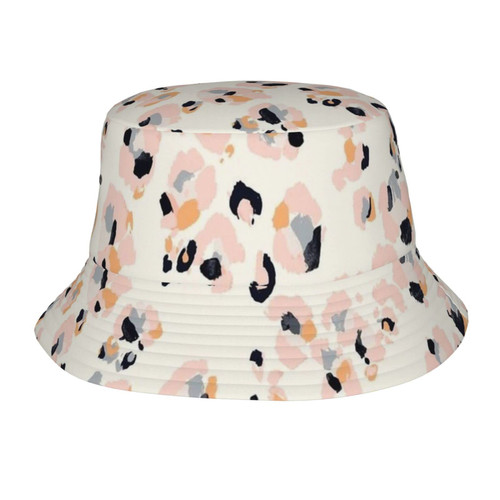 Pink Leopard Bucket Hat for Men Women Printed Fisherman Hat Packable Sun Cap Travel Outdoor Beach Caps