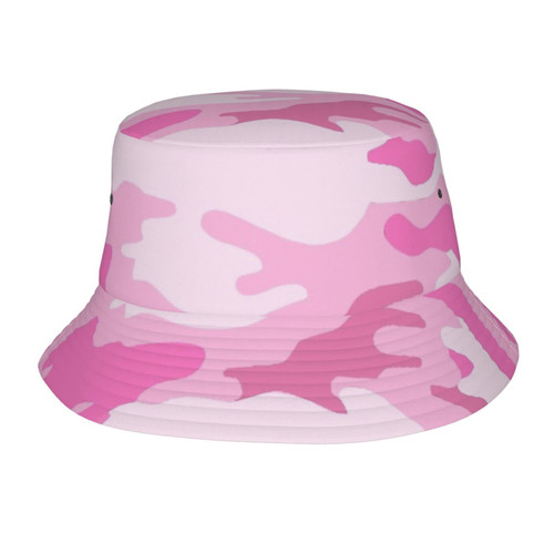 Pink Camouflage Bucket Hat for Men Women Printed Fisherman Hat Packable Sun Cap Travel Outdoor Beach Caps