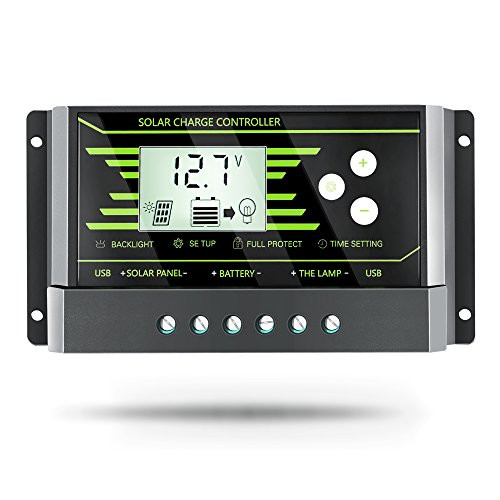 PowMr 30A Solar Charge Controller, Solar Panel Charge Controller 12V 24V Dual USB, Adjustable Parameter Backlight LCD Display and Timer Setting ON/Off Hours(Z30A)