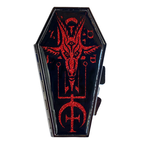 kreepsville 666 Baphomet Satanic Red Glitter Coffin Compact kreepsville 666 Baphomet Satanic Red Glitter Coffin Compact