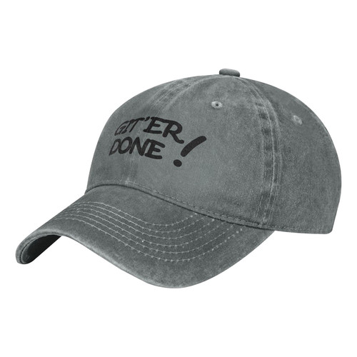 Get Er Done Slogan Cowboy Hats Unisex Adjustable Baseball Caps Gray