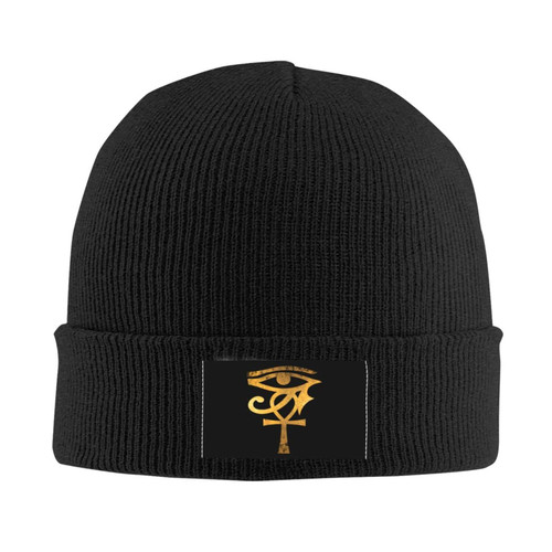 PAUPPY Funny-Egyptian-Eye-of-Horus-Ankh-Egypt-Gifts Slouchy Knit Beanie Hat for Women Winter Warm Ladies Skull Beanies Cap Black