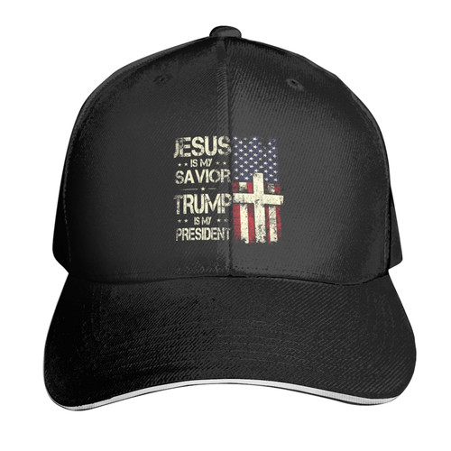 Jesus is My Savior Trump is My President Baseball Cap Sports Beach Sun Classic Back Buckle Brim Adjustable Hat Travel