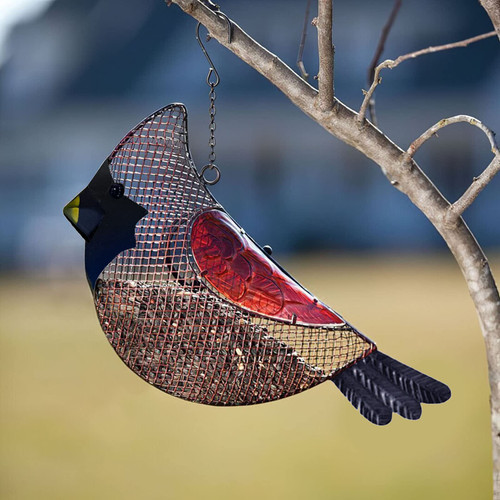 Outdoor Wild Bird Feeder,Christmas Decorations Snowman Wild Bird Seed Feeder,Christmas Snowman Bird Feeder,Metal Mesh Hanging Bird Feeder,Hanging Tube Feeder for Outside Garden Holiday Decor (Bird)
