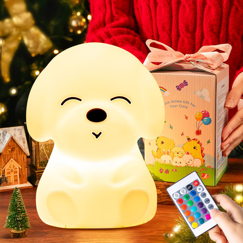 Mubarek Dog Gift Night Lights for Kids, Remote+16 Colors Baby Night Light Lamp,Dimmable Timer Dog Kids Night Light, Rechargeable Dog Night Light for Baby Nursery, Kawaii Silicone Dog Christmas Gifts Mubarek Dog Gift Night Lights for Kids, Remote+16 Colors Baby Night Light Lamp,Dimmable Timer Dog Kids Night Light, Rechargeable Dog Night Light for Baby Nursery, Kawaii Silicone Dog Christmas Gifts