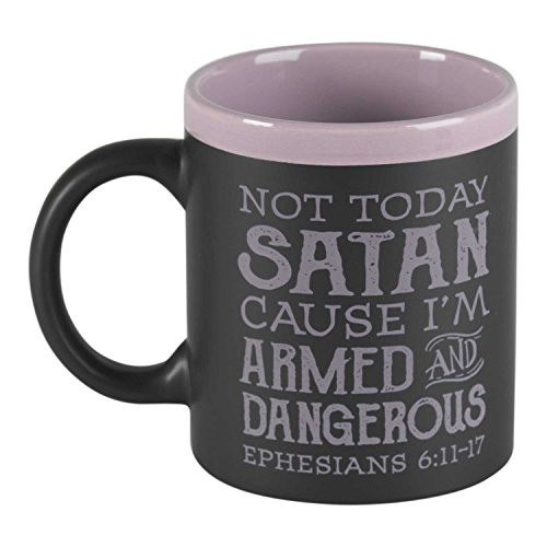 Not Today Satan, I'm Armed Black With Lavender 11 Ounce Ceramic Coffee Mug