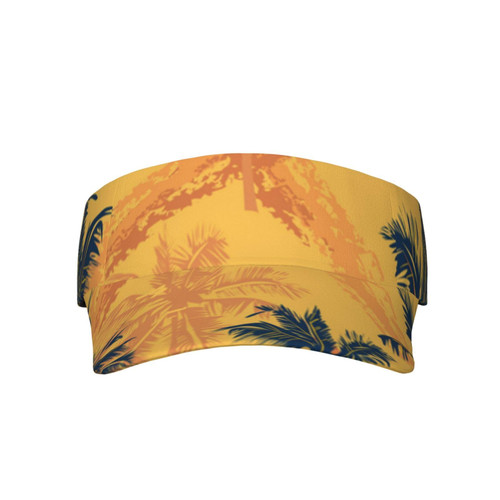 Sport Sun Visor Hats Tropical-Depicting-Palm-Trees Adjustable Empty Top Baseball Cap Cotton Ball Caps for Women and Men Black