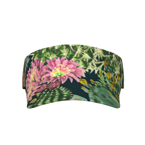 Sport Sun Visor Hats Tropical-Cactus-Flowers-Vintage Adjustable Empty Top Baseball Cap Cotton Ball Caps for Women and Men Black