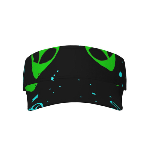 Sport Sun Visor Hats Harajuku-Punk-Alien Adjustable Empty Top Baseball Cap Cotton Ball Caps for Women and Men Black