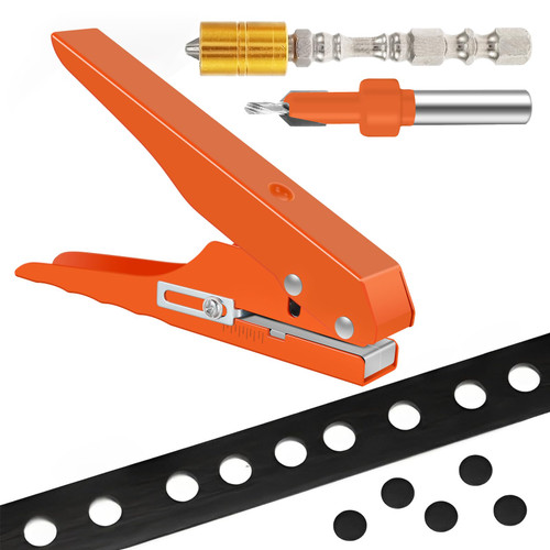 Single Hole Punch, 5/16 Inch Heavy Duty Hole Puncher, Handheld Paper Hole Puncher, Edge Banding Punching Pliers Punching Tool with Taper Drill?Single-Head Magnetic Coil Bit for Paper Cards, Thin Wood