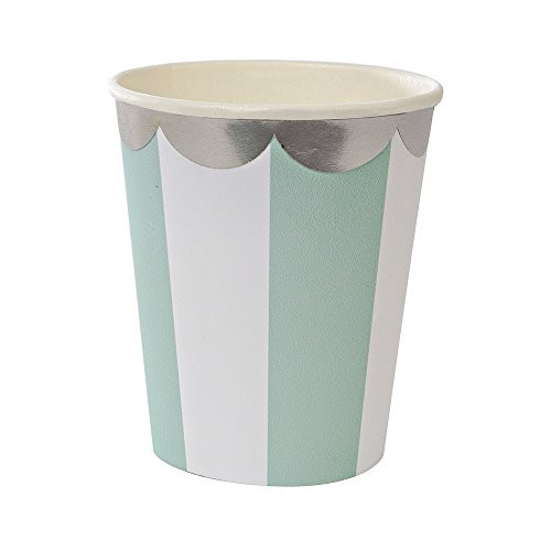 Meri Meri Aqua Fan Stripe Cups