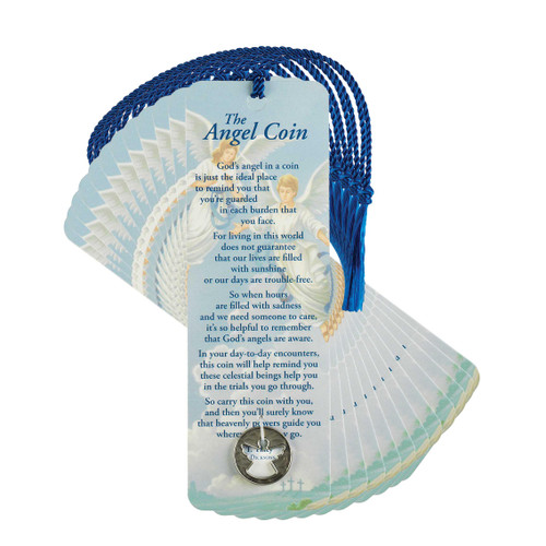 Dicksons Angel Poem Sky Blue 6 inch Paper Tussled Bookmark with Coin Pack of 15
