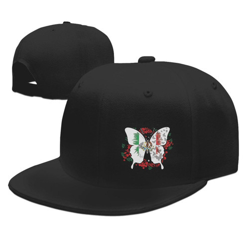 Mexican Flag Mexican Butterfly Snapback Hats for Men Baseball Cap Adjustable Flat Bill Trucker Gift Black