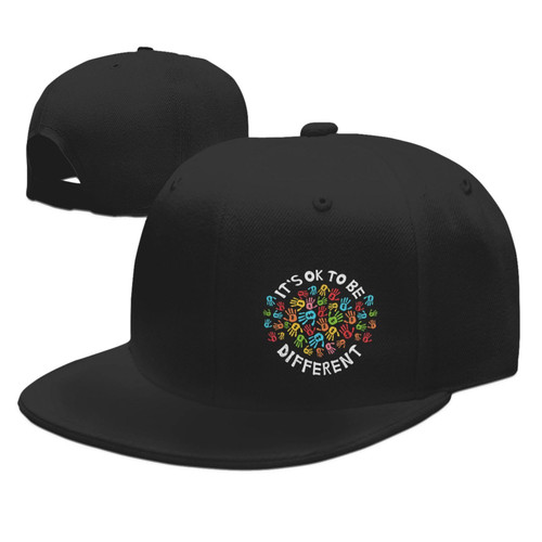 NEzih Autism Awareness-It's Ok to Be Different Snapback Hats for Men Baseball Cap Adjustable Flat Bill Trucker Gift Black