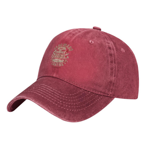GAOREOS Vintage Denim Washed Baseball Cap Cabo Company Wabo Jeans Hats Adjustable Trucker hat for Men Women Red