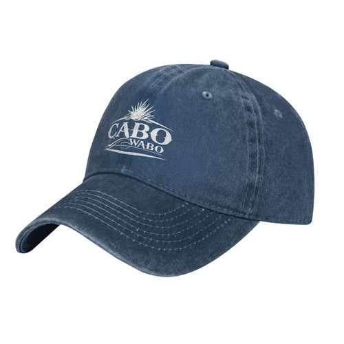 GAOREOS Vintage Denim Washed Baseball Cap Cabo Company Wabo Jeans Hats Adjustable Trucker hat for Men Women Navy Blue