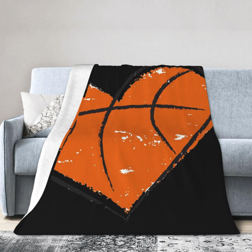 Basketball Heart Blanket Soft Warm Lightweight Throw Blanket Cozy Plush Bed Blanket for Bedroom Living Rooms Sofa Couch Bed Gifts 40"X30"