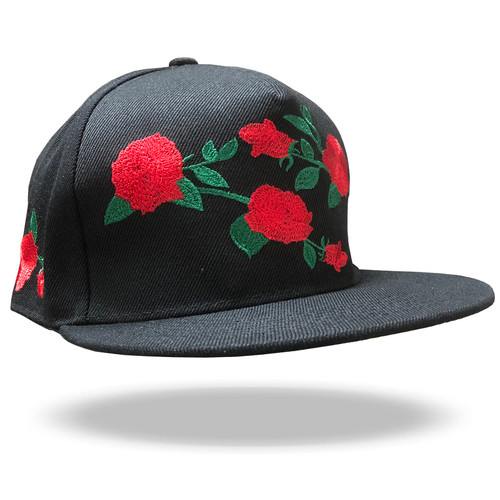 AyCaiu Outdoor Sports Snapback Hat with Embroidery Rose, Flat Bill Baseball Cap for Men & Women (Black) AyCaiu Outdoor Sports Snapback Hat with Embroidery Rose, Flat Bill Baseball Cap for Men & Women (Black)