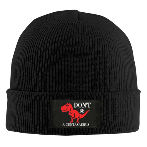 DARLEKS Don't Be A Cuntasaurus Men and Women Slouchy Beanie Hats Winter Knitted Caps Soft Warm Ski Hat Unisex Skull Cap Black
