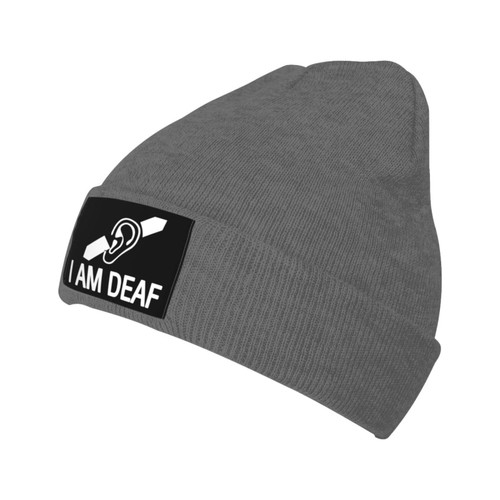 DARLEKS Deaf Awareness Men and Women Slouchy Beanie Hats Winter Knitted Caps Soft Warm Ski Hat Unisex Skull Cap Deep Heather