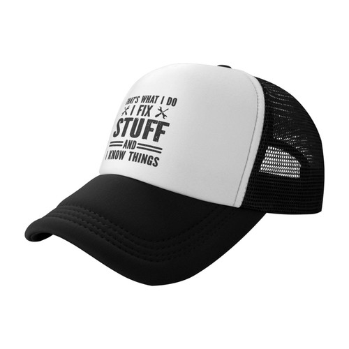 Men Funny Flat Hats I Fix Stuff and I Know Things Flat Brim Baseball Mesh Cap That's What I Do I Fix Stuff and I Know Things Dad Hat Men Funny Flat Hats I Fix Stuff and I Know Things Flat Brim Baseball Mesh Cap That's What I Do I Fix Stuff and I Know Things Dad Hat