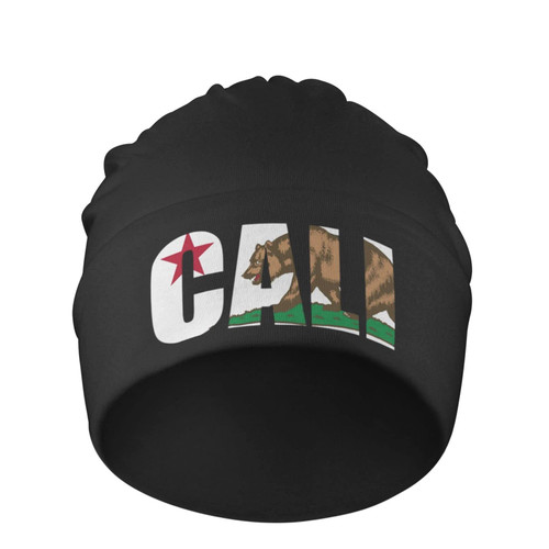 ONVOWO Cali California Bear Flag Funny Gifts Black Men Skull Caps Soft Beanie Sleep Hats Headwear for Men Women Hedging Hat