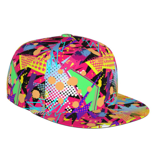 Women Men Adjustable Snapback Hat Cool Hip Hop Hat Fashion Flat Bill Brim Baseball Cap, for Pink Geometric 80s 90s Style Women Men Adjustable Snapback Hat Cool Hip Hop Hat Fashion Flat Bill Brim Baseball Cap, for Pink Geometric 80s 90s Style
