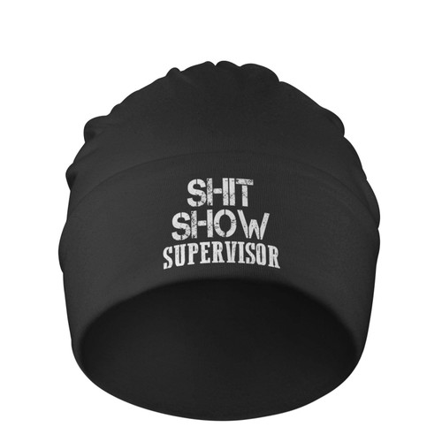 ONVOWO Funny-Shit-Show-Supervisor-Gifts Black Slouchy Beanie Hats Chemo Headwear Caps for Women and Men Hedging Hat