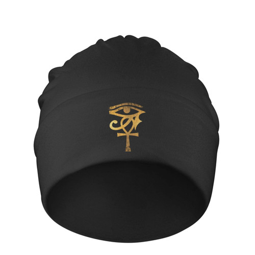 ONVOWO Egyptian-Eye-of-Horus-Ankh-Egypt-Archaeologist Black Thin Knit Beanies Cap Chemo Sleep Cap for Women Men Hedging Hat