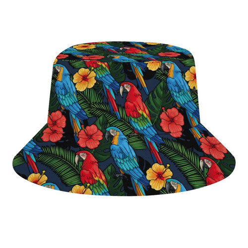 Parrot Bucket Hat for Men and Women, Funny Summer Beach Fishing Hat, Sun Fisherman Hat for Outdoor