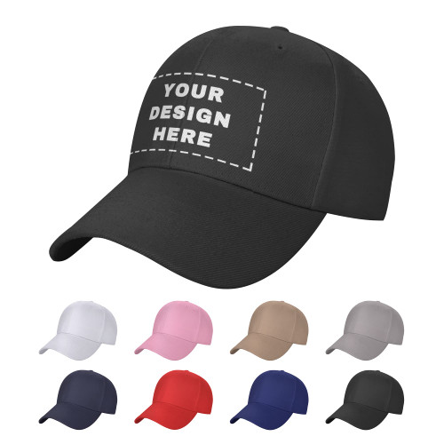Custom Hats for Men Design Your Own Text Photo Logo Personalized Baseball Cap Adjustable Fitter Hat for Men Women Trucker (Black)