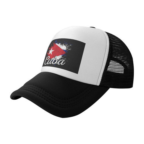 BIEGAS Cuba Flag Hat, Cuban Trucker Hat for Men and Women, Adjustable Baseball Cap, Mesh Snapback, Durable Outdoor Hat Black