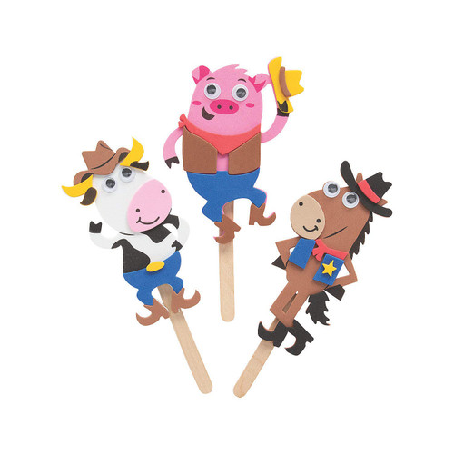 Western Characters Craft Stick Craft Kit - Craft Kits - 12 Pieces