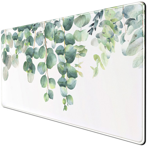 Green Leaf Mouse Pad Large Extended Gaming Mousepad, Desk Mat with Stitched Edges XXL Size (31.5x15.75 Inchs), Wireless Mouse Keyboard Mat for Desktop Laptop, Work, Game, Office, Home