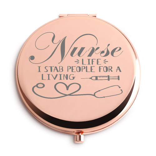 Dyukonirty Nurse Gifts for Women Travel Makeup Mirror Nurse Graduation Gifts Medical Assistant Nurse Practitioner Birthday Nurse Gifts for Nurses Week Rose Gold