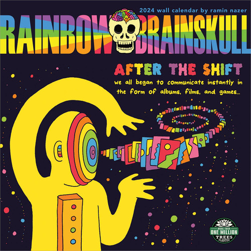 Rainbow Brainskull 2024 Wall Calendar by Ramin Nazer | 12" x 24" Open | Amber Lotus Publishing