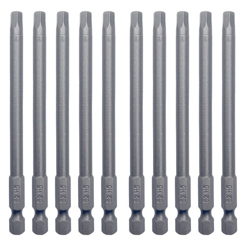 H5 Magnetic Allen Screwdriving Bits 1/4-Inch Hex Shank S2 Steel Magnetic Screwdriver Bit 100mm Length(10Pcs)