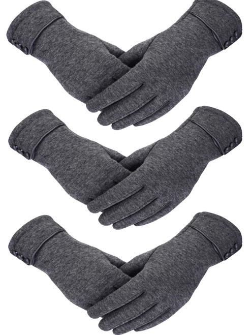 Patelai 3 Pairs Womens Gloves Winter Touchscreen Texting Phone Windproof Gloves Fleece Lined Cold Weather Warm Gloves (Gray)