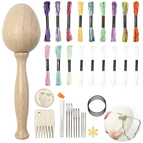 cici store Darning Egg Sewing Tool and Thread Needle Kits Patch Holes Repair for Socks Hats Pant Sweaters DIY Crafts darning Egg and Needle Thread Kits for Socks Gloves
